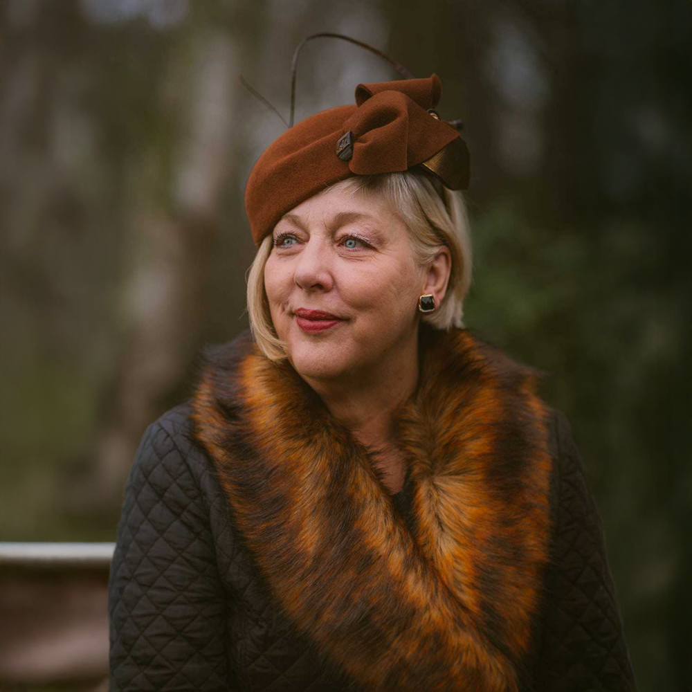 Sherry wearing Autumn Felt Hat