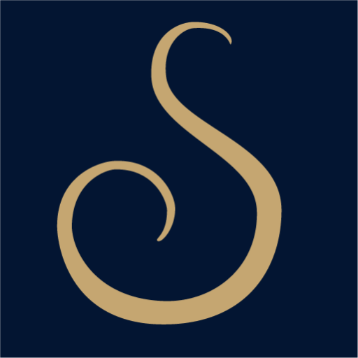 cropped-webicon.png - Hats by Sherry Stylised Hats By Sherry logo, a golden swirling "S" on a blue background.