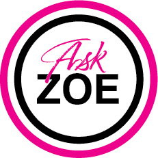 ask-zoe-logo - Hats by Sherry Ask Zoe log inside pink and black concentric rings.
