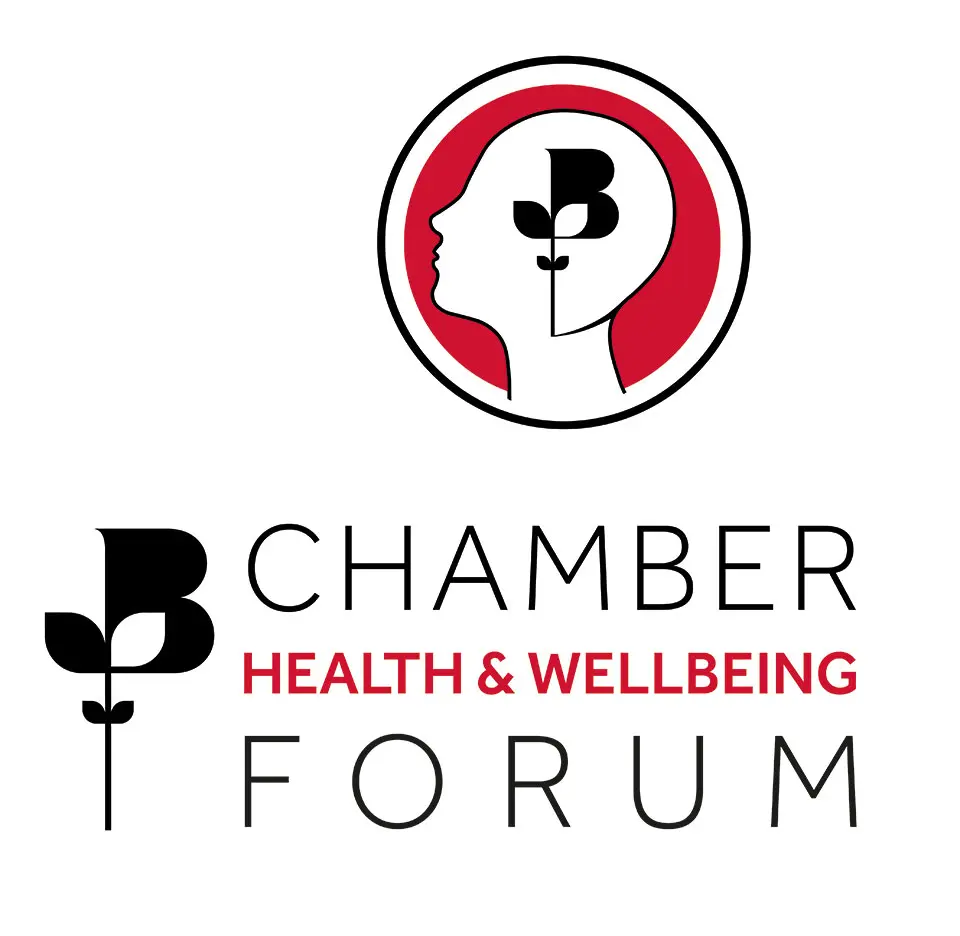 logo - healthandwellbeingforumjpgwebp - Hats by Sherry Chamber health and wellbeing forum logo with a stylised headshot and the floral logo of the chamber.